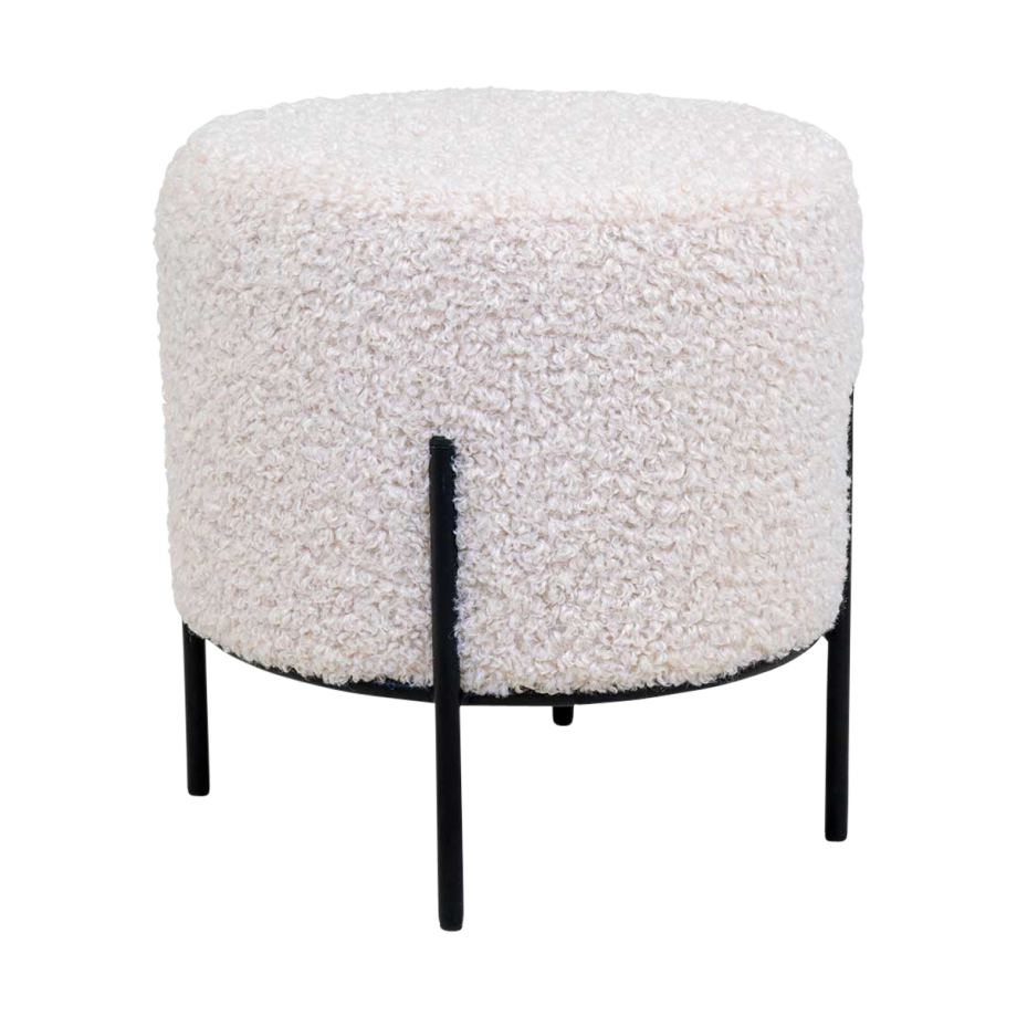 Rosemarie teddy poef gebroken wit - Ø 35,5 cm Rosemarie teddy poef gebroken wit - Ø 35,5 cm afbeelding 1