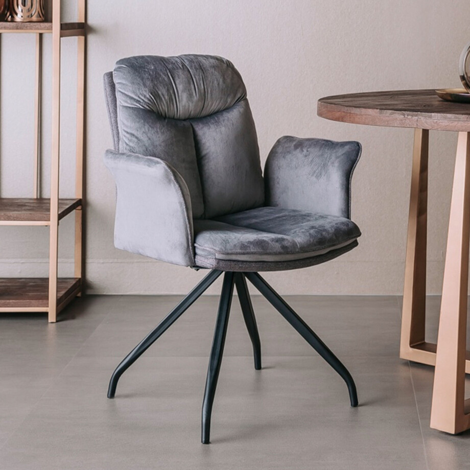 Tower Living Eetkamerstoel Rota, Draaibaar, met armleuning, kleur Grijs Tower Living Eetkamerstoel Rota, Draaibaar, met armleuning, kleur Grijs afbeelding 1