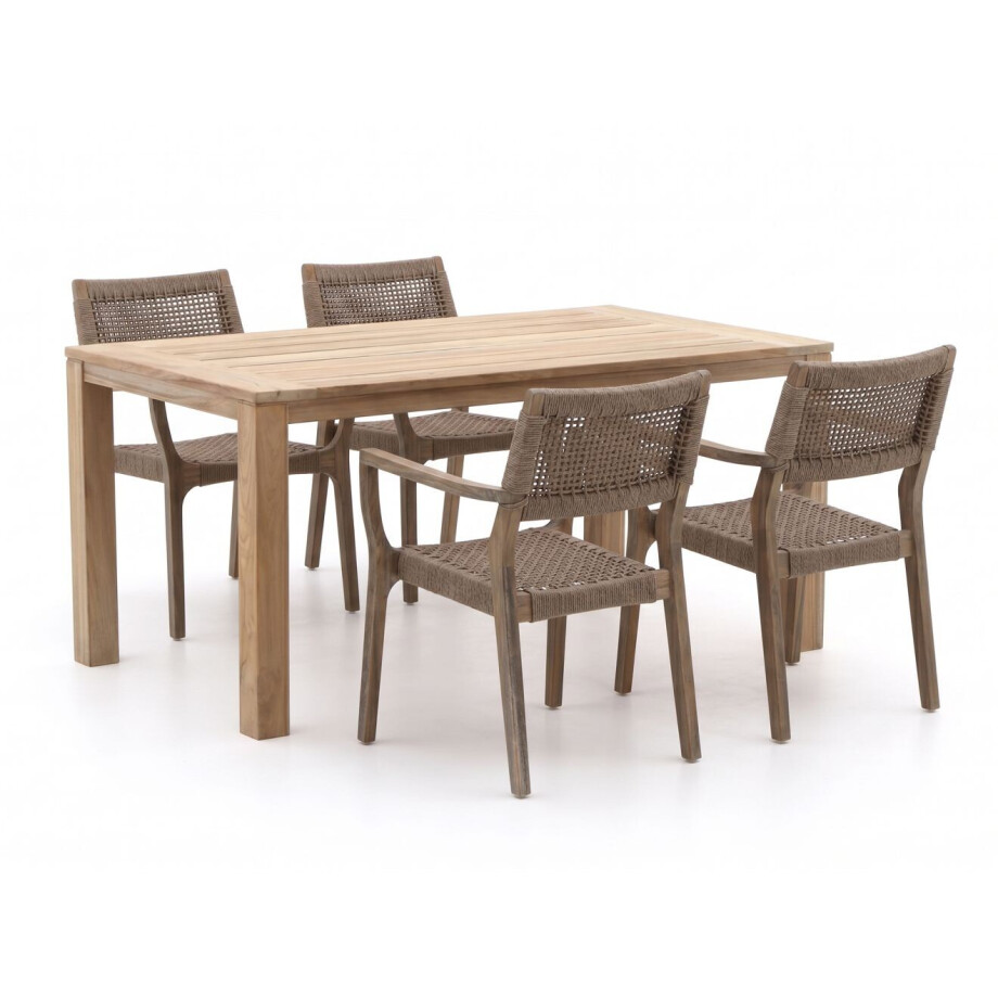 ROUGH-L Rope/ROUGH-S 160cm dining tuinset 5-delig stapelbaar - Laagste prijsgarantie! ROUGH-L Rope/ROUGH-S 160cm dining tuinset 5-delig stapelbaar - Laagste prijsgarantie! afbeelding 1