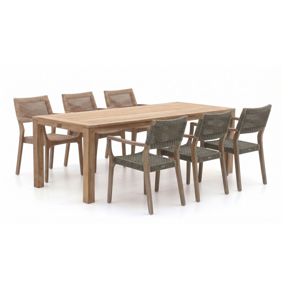 ROUGH-L Rope/ROUGH-S 220cm dining tuinset 7-delig stapelbaar - Laagste prijsgarantie! afbeelding 1