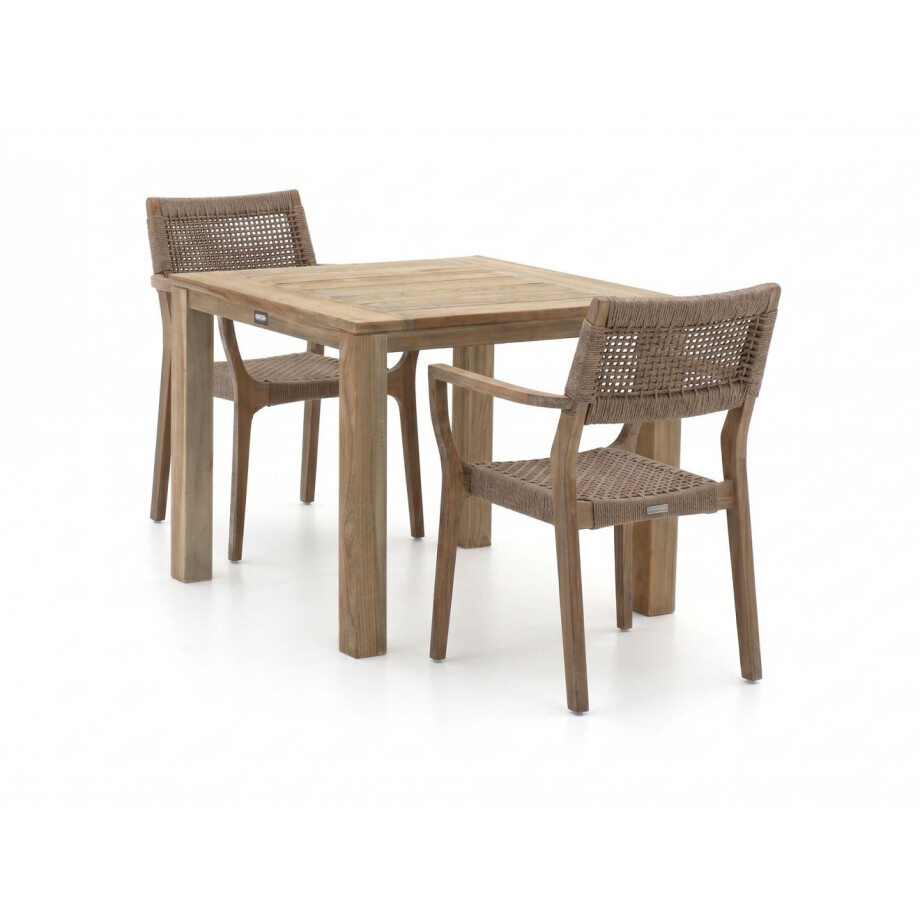 ROUGH-L Rope/ROUGH-S 90cm dining tuinset 3-delig stapelbaar - Laagste prijsgarantie! afbeelding 1