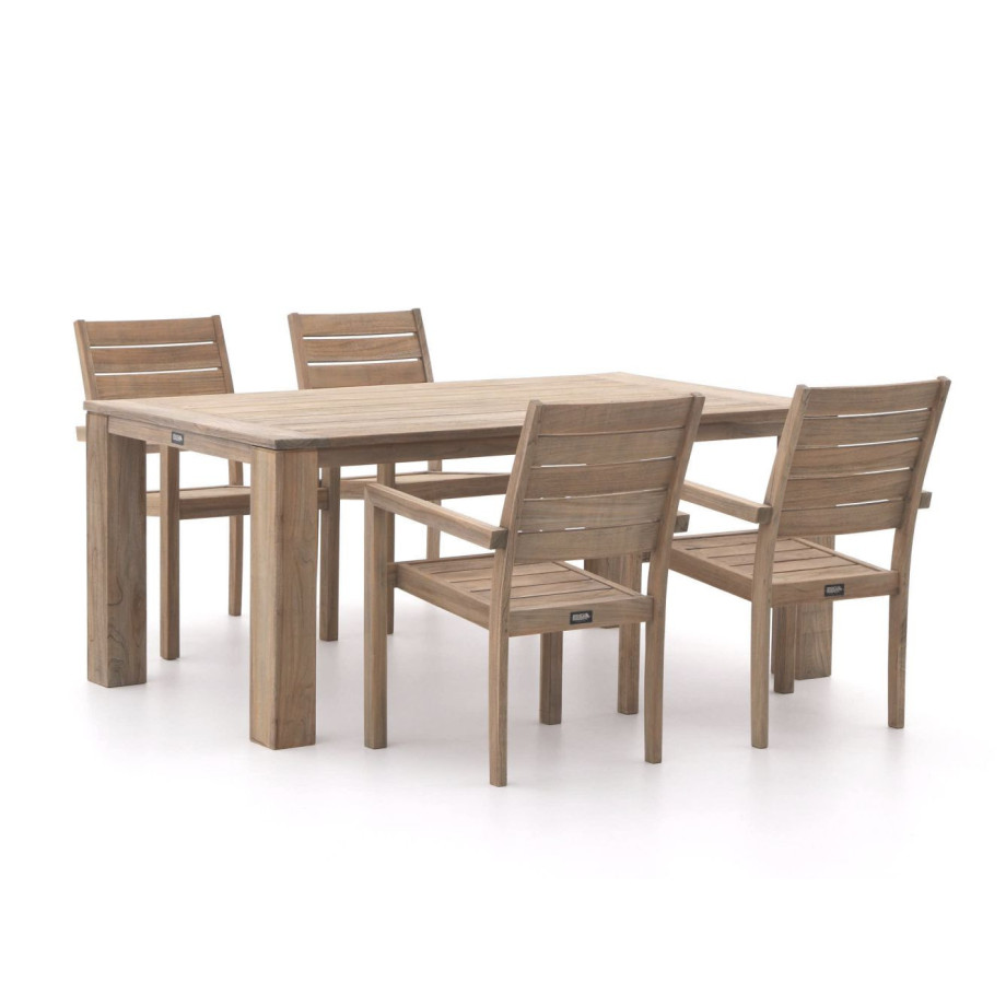 ROUGH-S/ROUGH-X 180cm dining tuinset 5-delig stapelbaar - Laagste prijsgarantie! afbeelding 1