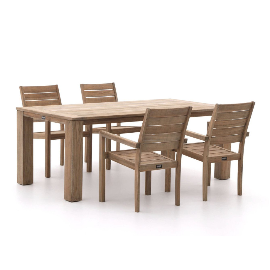 ROUGH-S/ROUGH-X 200cm dining tuinset 5-delig stapelbaar - Laagste prijsgarantie! afbeelding 1