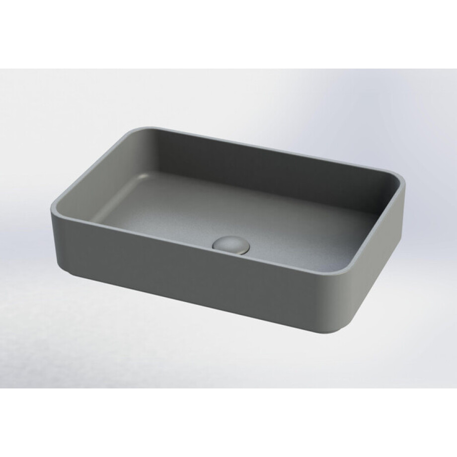 Royal plaza Cinea opzetwastafel 56,5x37,5cm z/kr.gat z/overl beton gr Royal plaza Cinea opzetwastafel 56,5x37,5cm z/kr.gat z/overl beton gr afbeelding 1