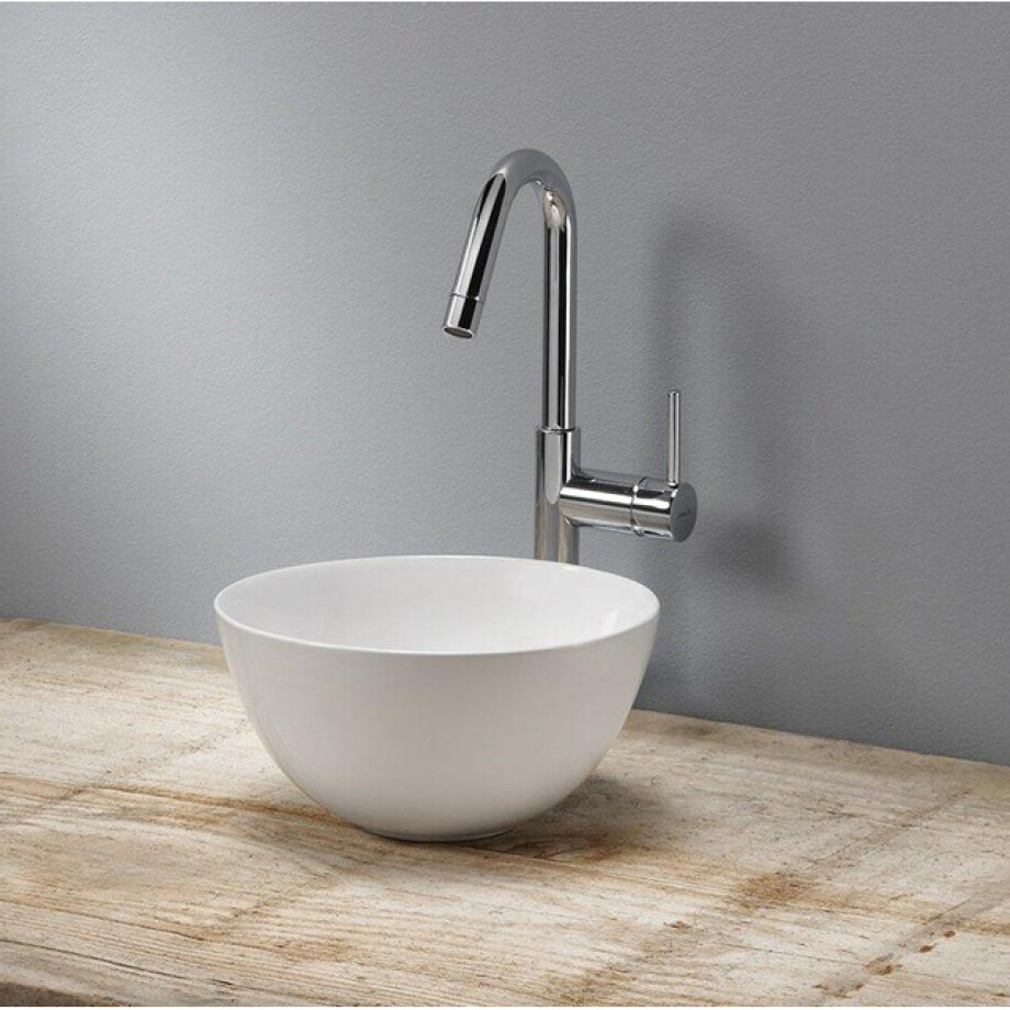 Royal plaza Legato waskom 24x24x12cm rond zonder overloop mat wit afbeelding 1