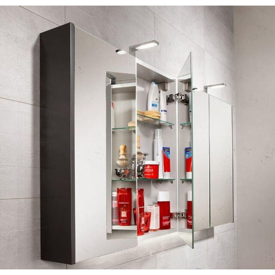 Royal Plaza Merlot spiegelkast 60x74cm Rechthoek led verlichting geintegreerd met 1 deur IP44 Spaanplaat zilver 33333 afbeelding 1