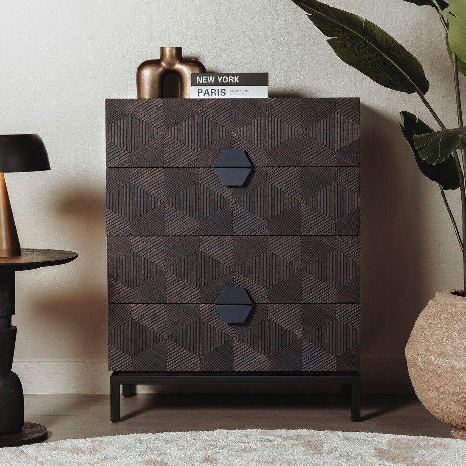 Tower Living Ladekast 'San Marino' Eiken, Met 4 laden afbeelding 