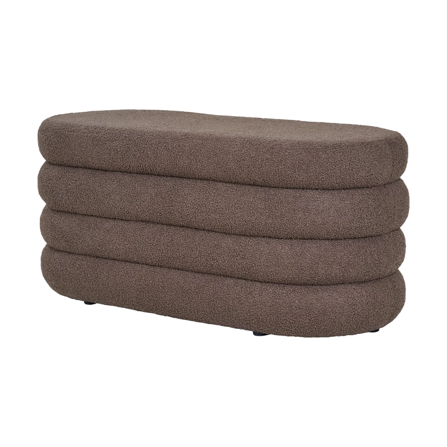 Rumi ovale teddy bankje bruin met opbergruimte - 103 x 45 cm Rumi ovale teddy bankje bruin met opbergruimte - 103 x 45 cm afbeelding 1