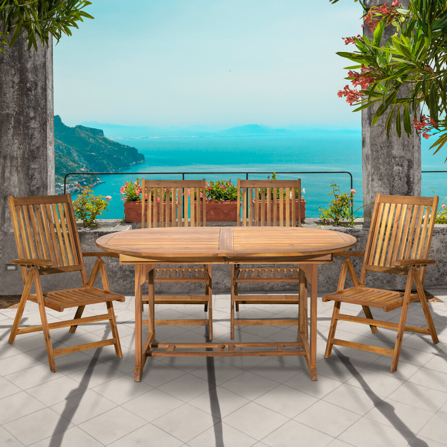 Artistiq Living Tuinset 'Larissa' 4 stoelen + 1 uitschuifbare tafel, Acaciahout afbeelding 