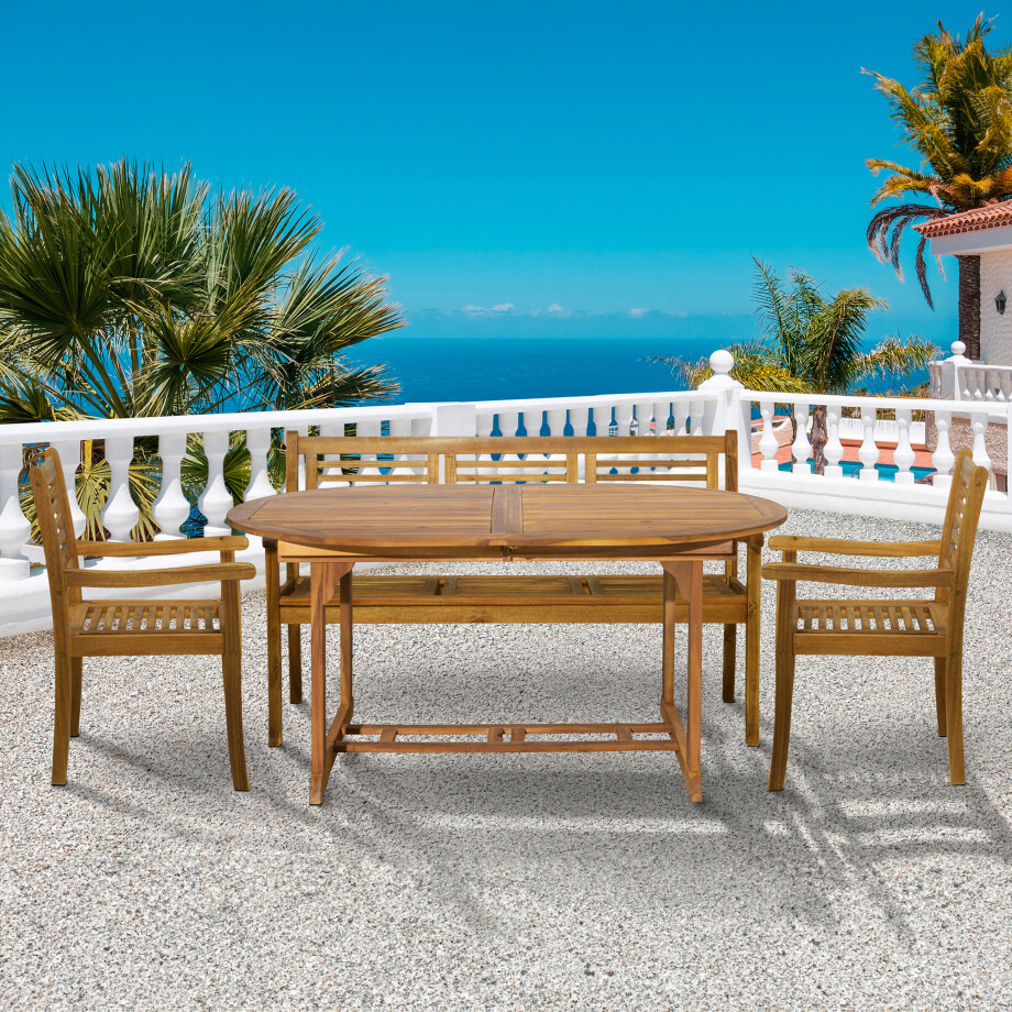 Artistiq Living Tuinset 'Larissa' 2 stoelen + 1 bank + 1 uitschuifbare tafel, Acaciahout Artistiq Living Tuinset 'Larissa' 2 stoelen + 1 bank + 1 uitschuifbare tafel, Acaciahout afbeelding