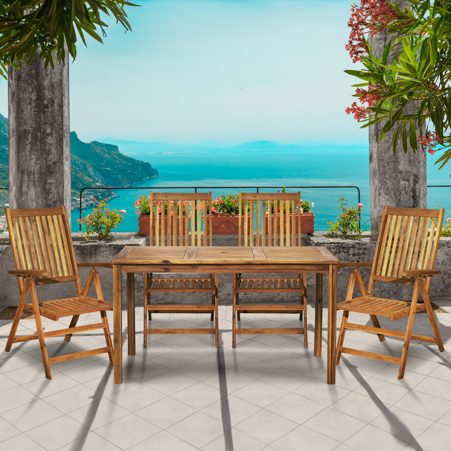 Artistiq Living Tuinset 'Larissa' 4 stoelen + 1 tafel, Acaciahout afbeelding 