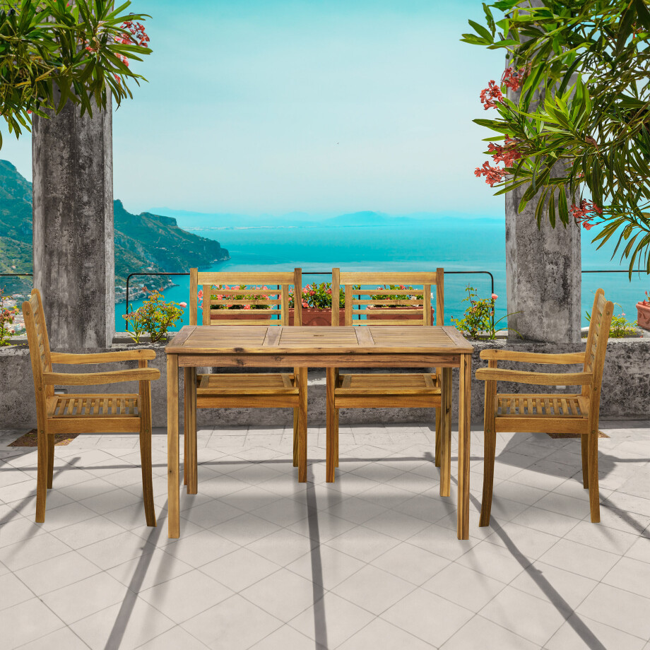 Artistiq Living Tuinset 'Larissa' 4 stoelen + 1 tafel, Acaciahout afbeelding 