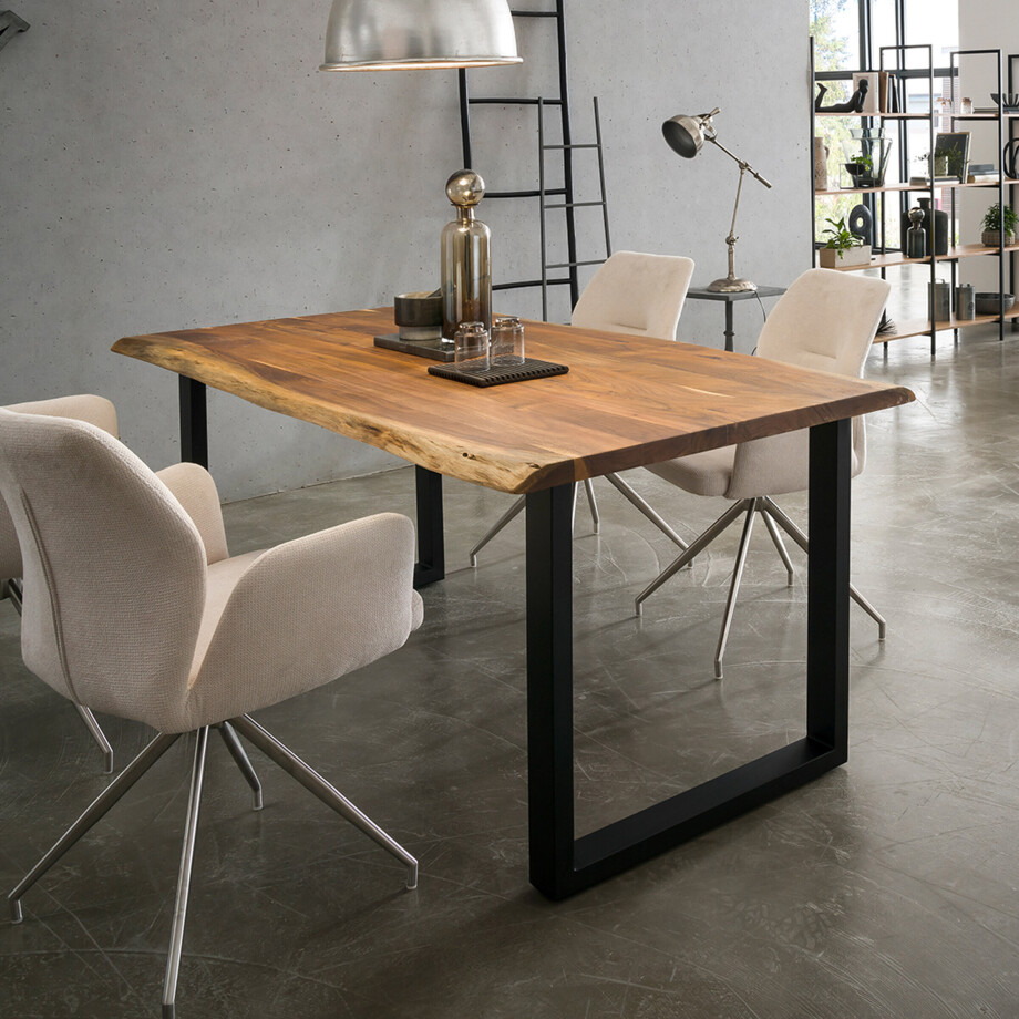 Artistiq Living Eettafel 'Karri' Met U-poot, Acaciahout, 220 x 110cm afbeelding 