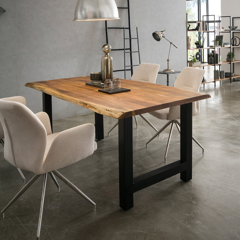 Artistiq Living Eettafel 'Karri' H-poot, Acaciahout, 240 x 110cm afbeelding 