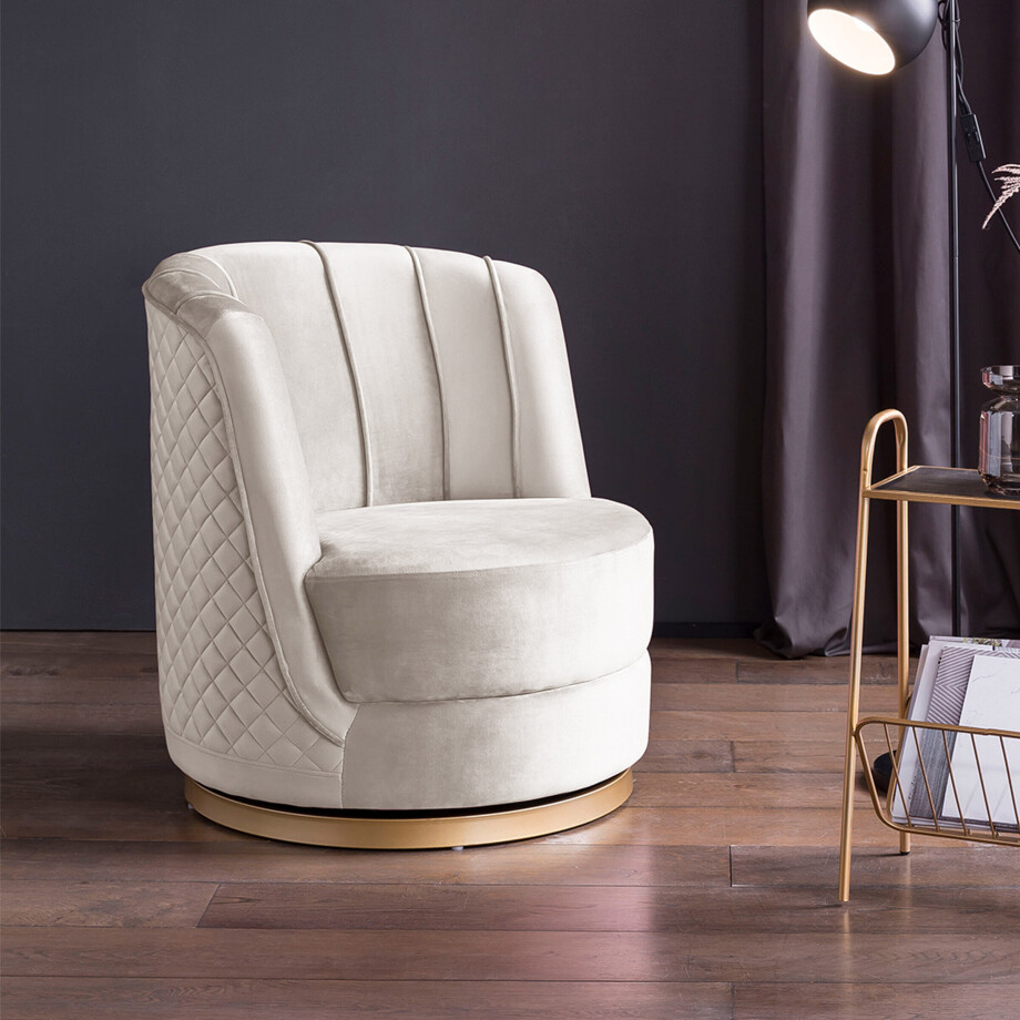Artistiq Living Draaibare Fauteuil 'Meggie' Velvet, kleur beige Artistiq Living Draaibare Fauteuil 'Meggie' Velvet, kleur beige afbeelding 1