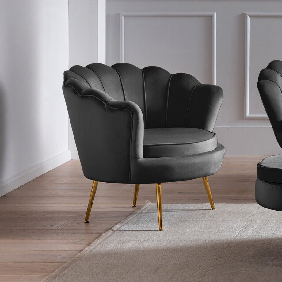 Artistiq Fauteuil 'Lizzy', Velvet, kleur Zwart Artistiq Fauteuil 'Lizzy', Velvet, kleur Zwart afbeelding 1