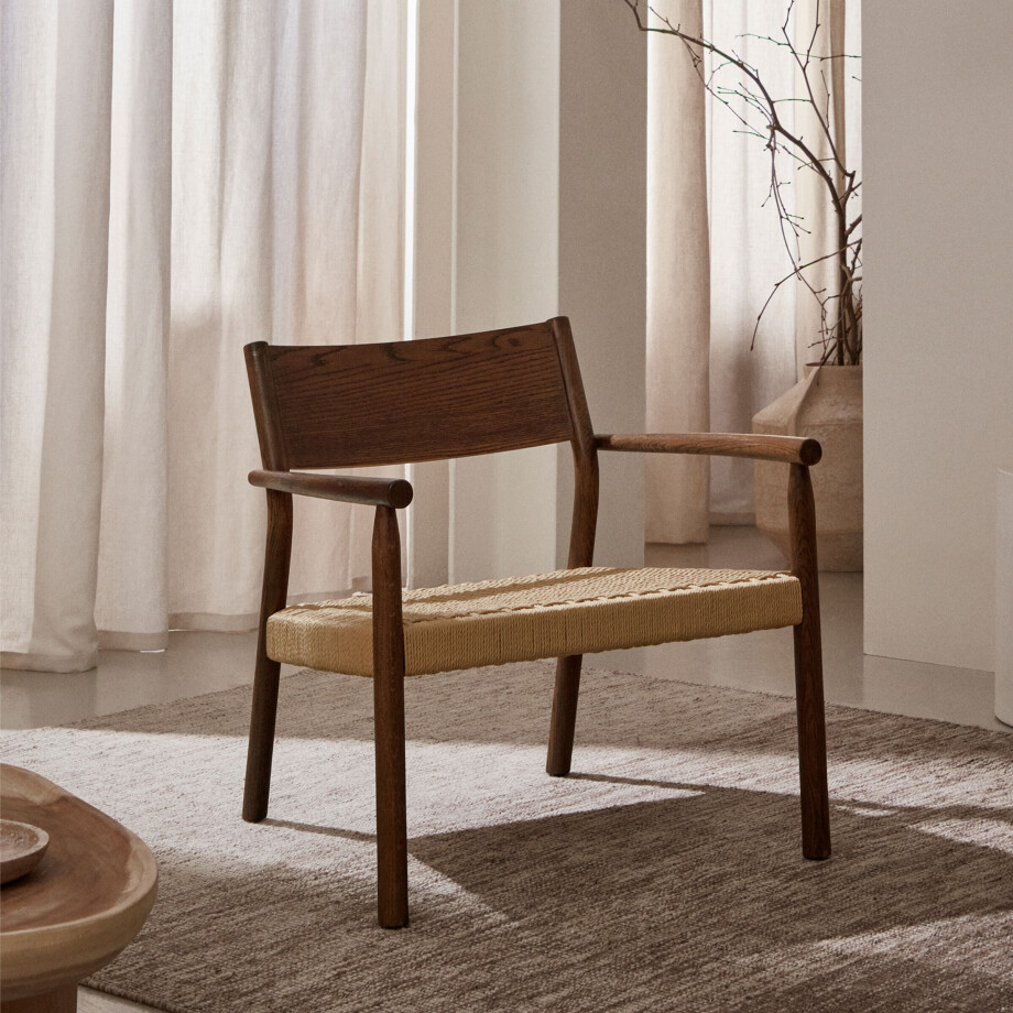 Kave Home Fauteuil 'Yalia' Eikenhout, kleur Walnoot Kave Home Fauteuil 'Yalia' Eikenhout, kleur Walnoot afbeelding 1