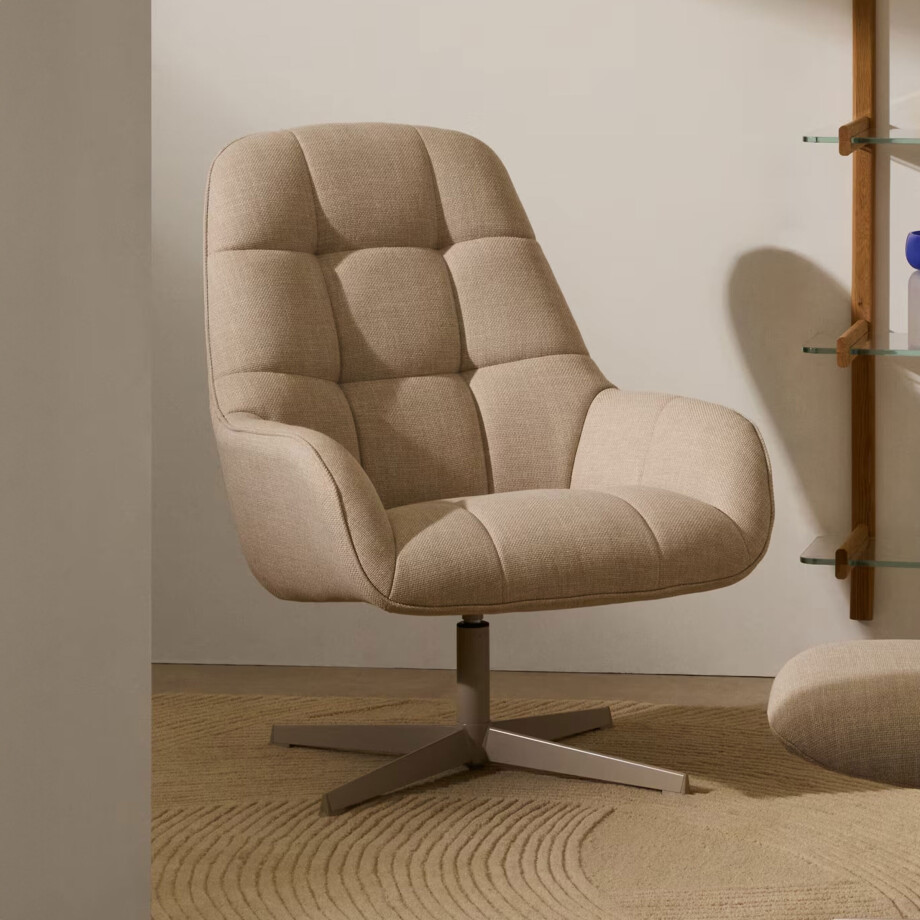 Kave Home Draaifauteuil 'Jaspe' Structuurstof, kleur Beige Kave Home Draaifauteuil 'Jaspe' Structuurstof, kleur Beige afbeelding 1