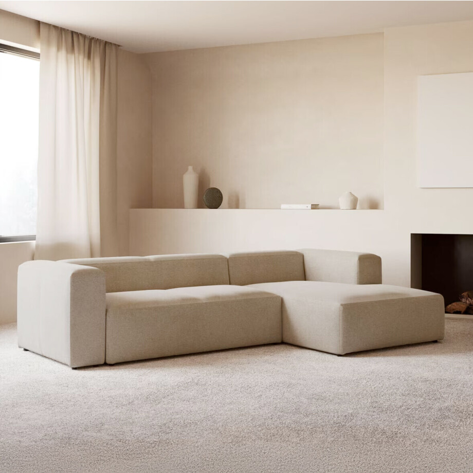 Kave Home 4-zits Loungebank 'Blok' Rechts, 330cm, kleur Beige Kave Home 4-zits Loungebank 'Blok' Rechts, 330cm, kleur Beige afbeelding 1