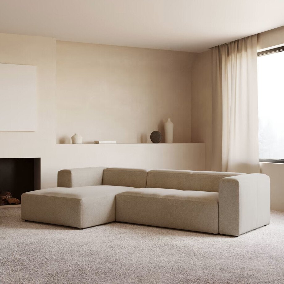 Kave Home Loungebank 'Blok' Links 300cm, kleur Beige Kave Home Loungebank 'Blok' Links 300cm, kleur Beige afbeelding 1