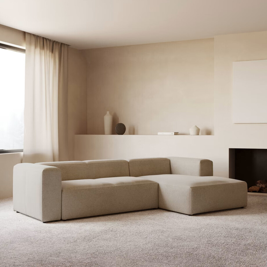 Kave Home Loungebank 'Blok' Rechts 300cm, kleur Beige Kave Home Loungebank 'Blok' Rechts 300cm, kleur Beige afbeelding 1