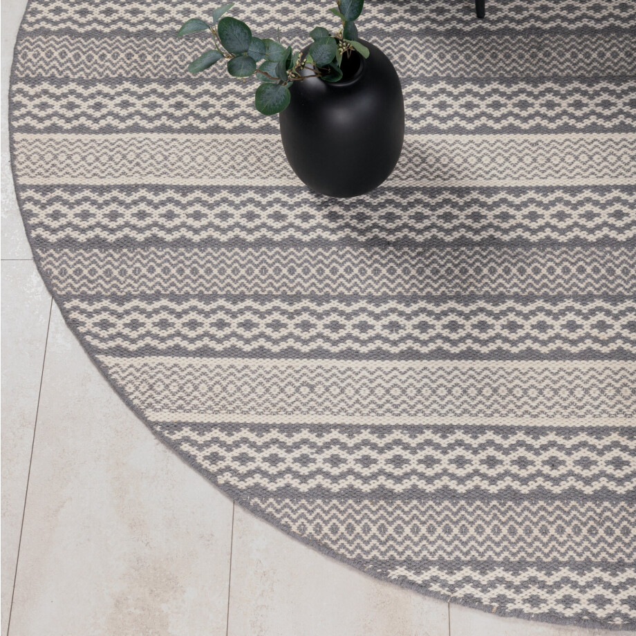 Nohr Rond Vloerkleed 'Keoki' 200cm, kleur Lichtgrijs Nohr Rond Vloerkleed 'Keoki' 200cm, kleur Lichtgrijs afbeelding 1