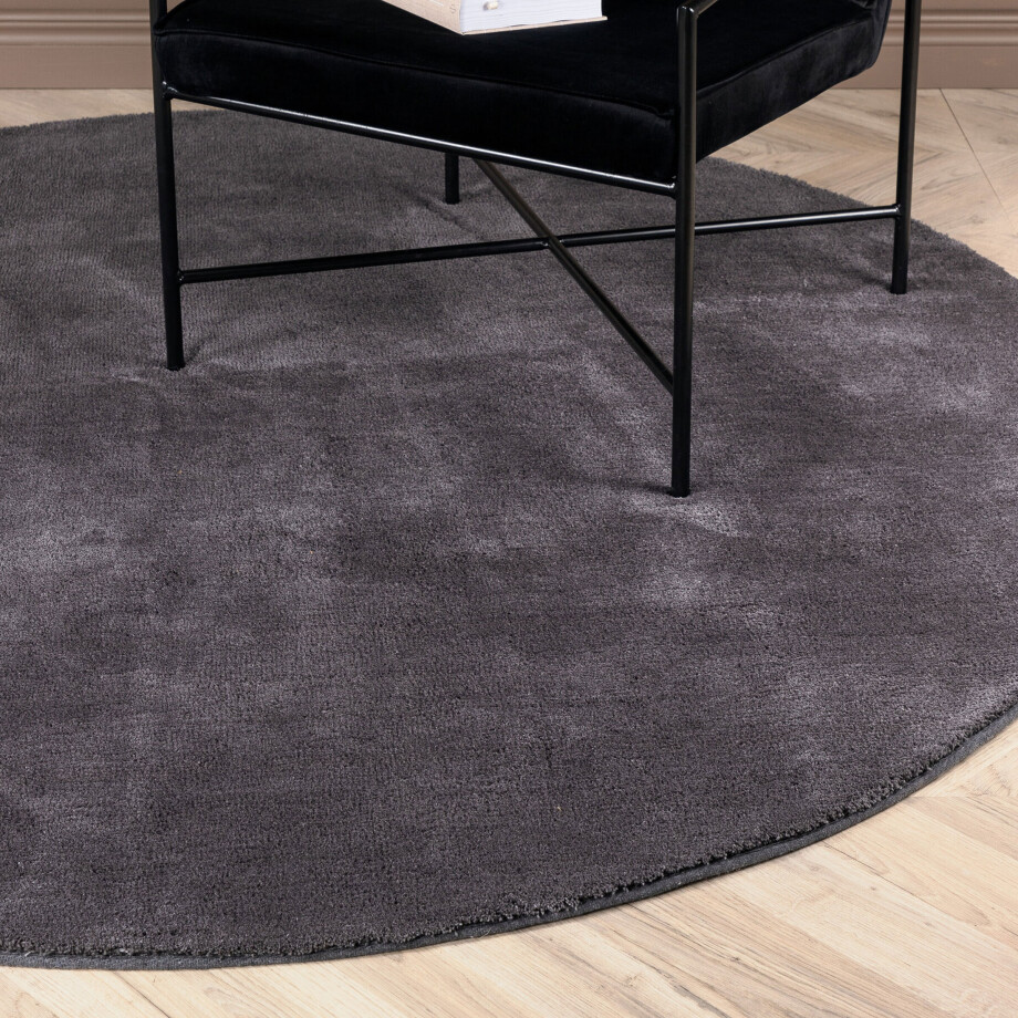 Nohr Rond Vloerkleed 'Les' 200cm, kleur Donkergrijs afbeelding 1