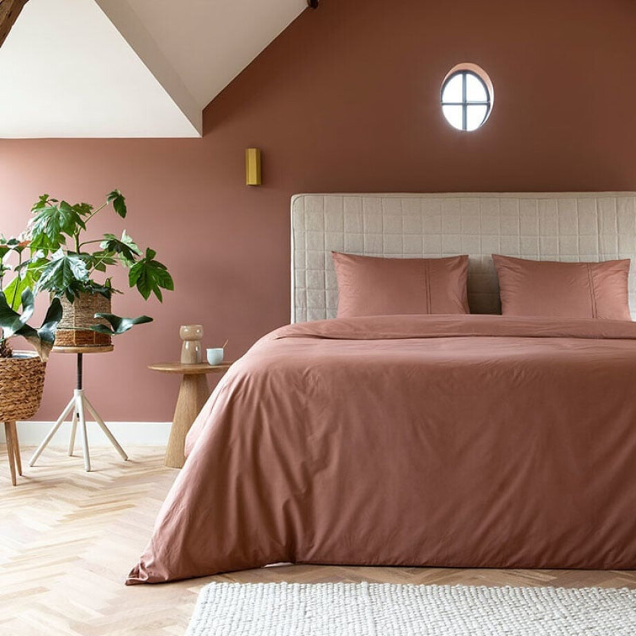 Sale: -30% | Dekbedovertrek Egyptisch Katoen Verkoelend - Uni - Koraal - Lits-Jumeaux (240x240 Cm) - Rood Egyptisch Katoen Katoen - Hotel Luxe - Presence - Dekbed-Discounter.nl afbeelding 1