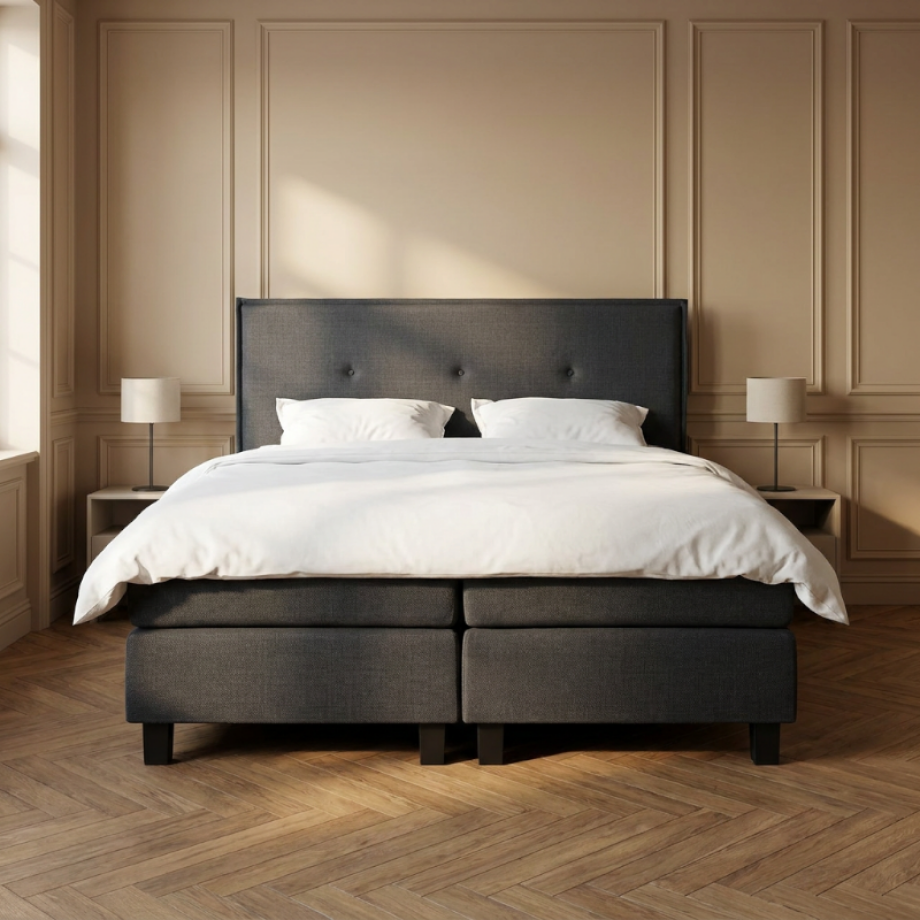 Sale: -37% | 2-Persoons Boxspring Nova - Bonellvering - Grijs & Antraciet 140x200 Cm - - Inclusief Topper - Dekbed-Discounter.nl Sale: -37% | 2-Persoons Boxspring Nova - Bonellvering - Grijs & Antraciet 140x200 Cm - - Inclusief Topper - Dekbed-Discounter.nl afbeelding