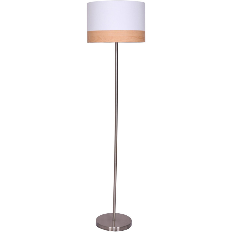 SalesFever Staande lamp Jannes Decor lampenkap in hout-look afbeelding 1