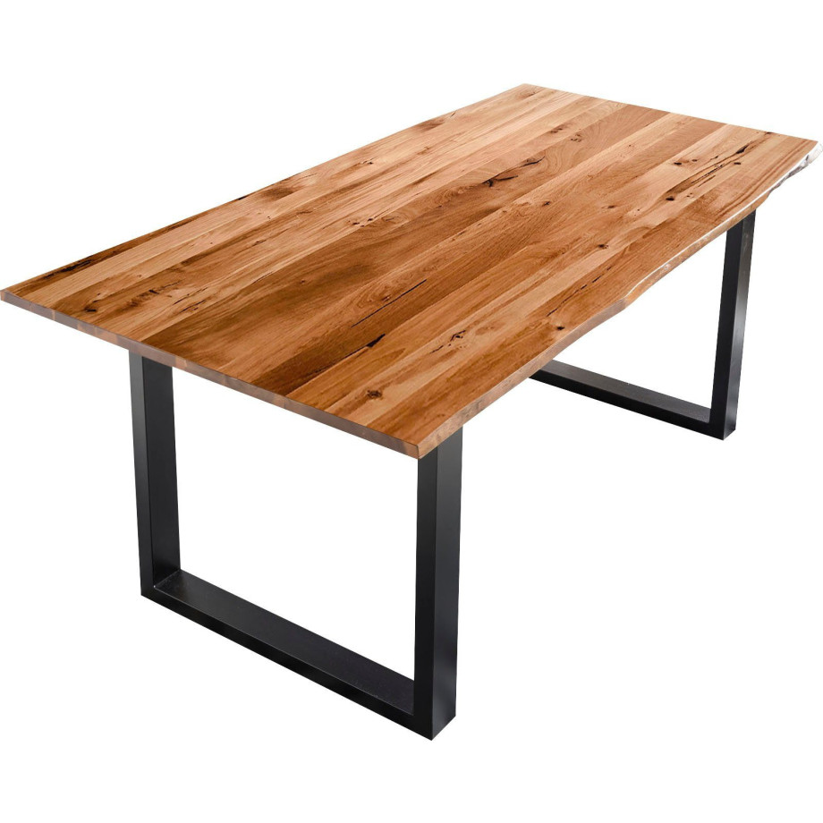 SalesFever Tafel met hout Zichtbaar nervenpatroon en noesten, eettafel van massief hout afbeelding 1