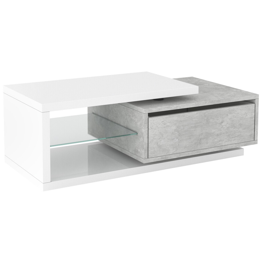 Salontafel Goya 60x120 cm hoogglans wit met grijs Salontafel Goya 60x120 cm hoogglans wit met grijs afbeelding 1