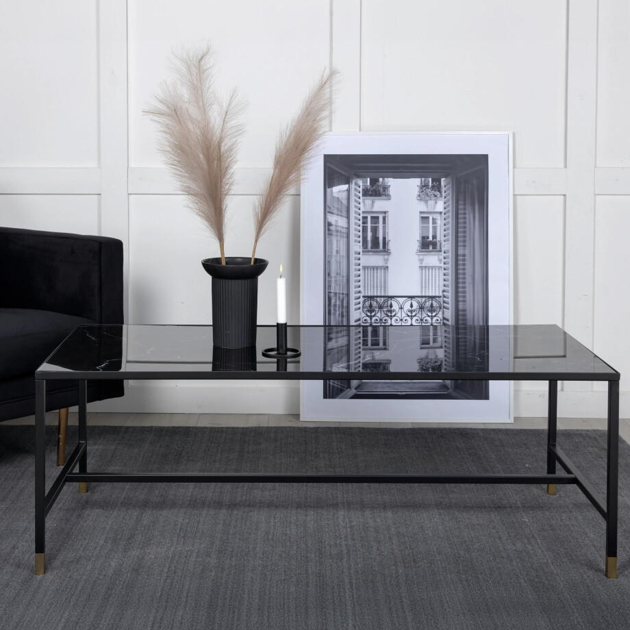 Nohr Salontafel 'Shaindy' Marmerlook, 130 x 60cm, kleur Zwart afbeelding 1