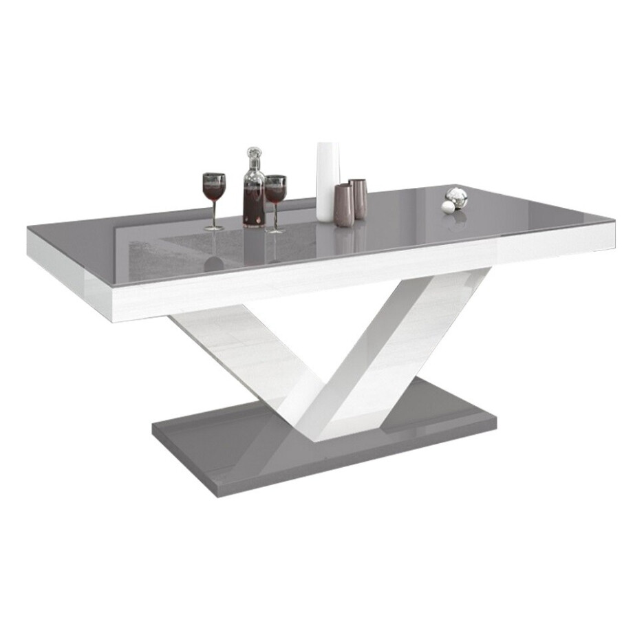 Salontafel Victoria mini 120 cm breed - Hoogglans grijs met wit Salontafel Victoria mini 120 cm breed - Hoogglans grijs met wit afbeelding 1