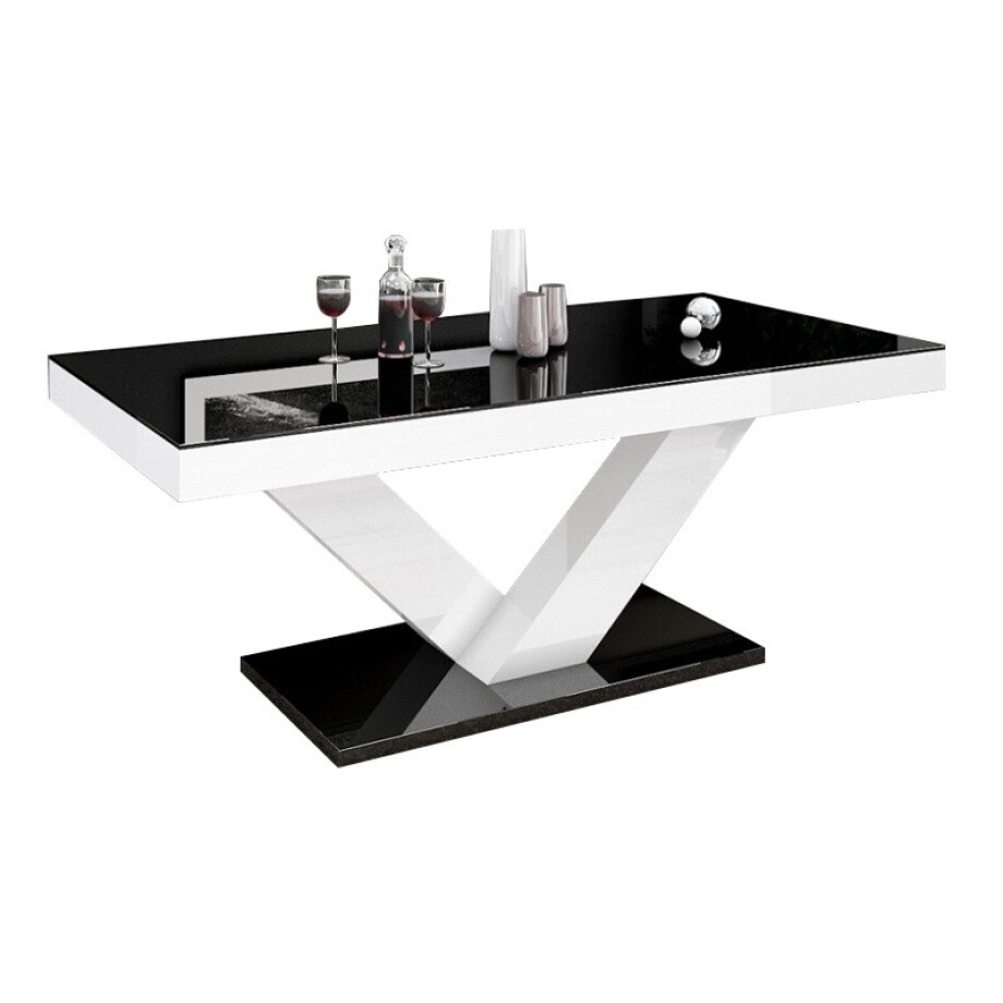 Salontafel Victoria mini 120 cm breed - Hoogglans zwart met wit Salontafel Victoria mini 120 cm breed - Hoogglans zwart met wit afbeelding 1