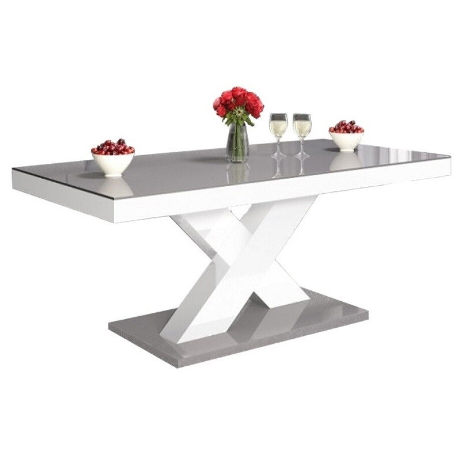 Salontafel Xenon mini 120 cm breed - Hoogglans grijs met wit Salontafel Xenon mini 120 cm breed - Hoogglans grijs met wit afbeelding 1