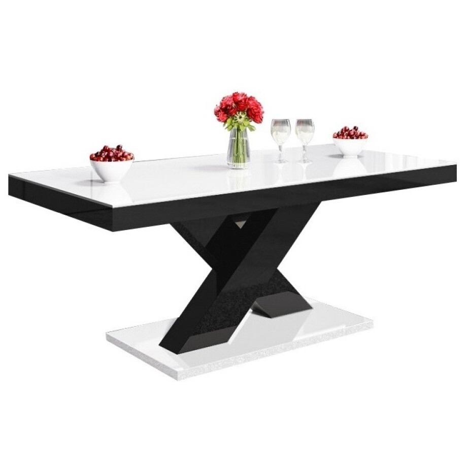 Salontafel Xenon mini 120 cm breed - hoogglans wit met zwart Salontafel Xenon mini 120 cm breed - hoogglans wit met zwart afbeelding 1