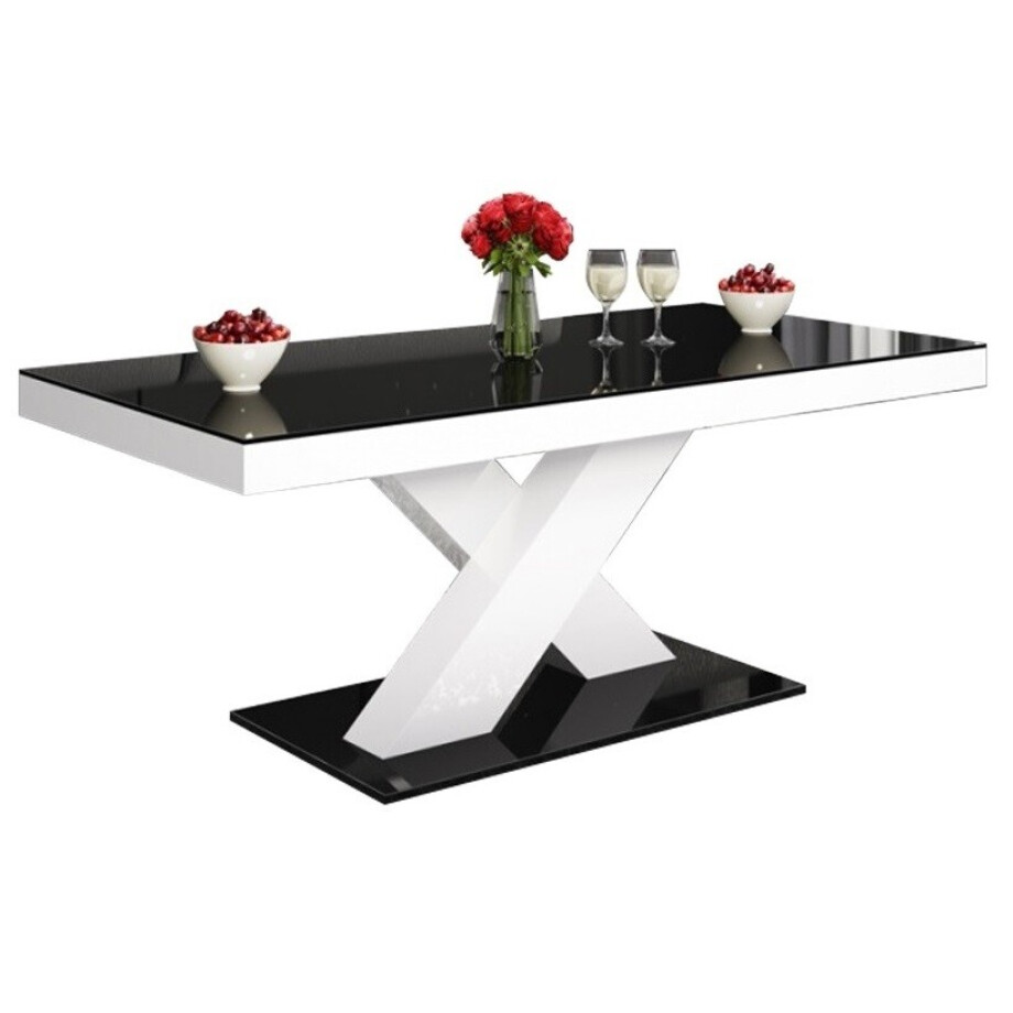 Salontafel Xenon mini 120 cm breed - Hoogglans zwart met wit Salontafel Xenon mini 120 cm breed - Hoogglans zwart met wit afbeelding 1