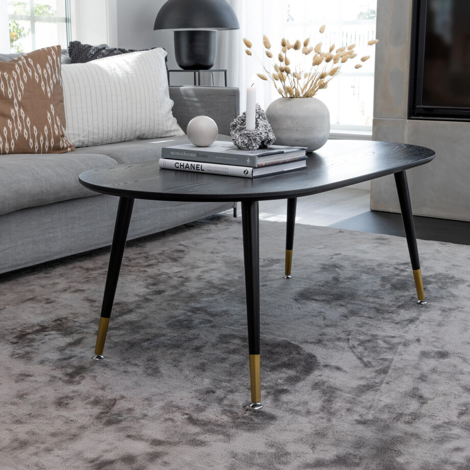 Nohr Ovale Salontafel 'Shaindy' MDF, 120 x 60cm, kleur Zwart afbeelding 1