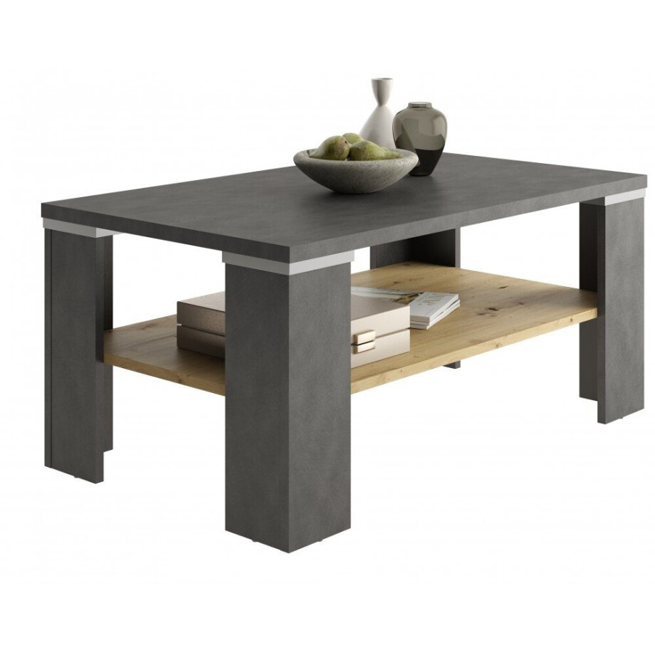 Salontafel Bastia 100 cm breed antraciet met eiken Salontafel Bastia 100 cm breed antraciet met eiken afbeelding 1