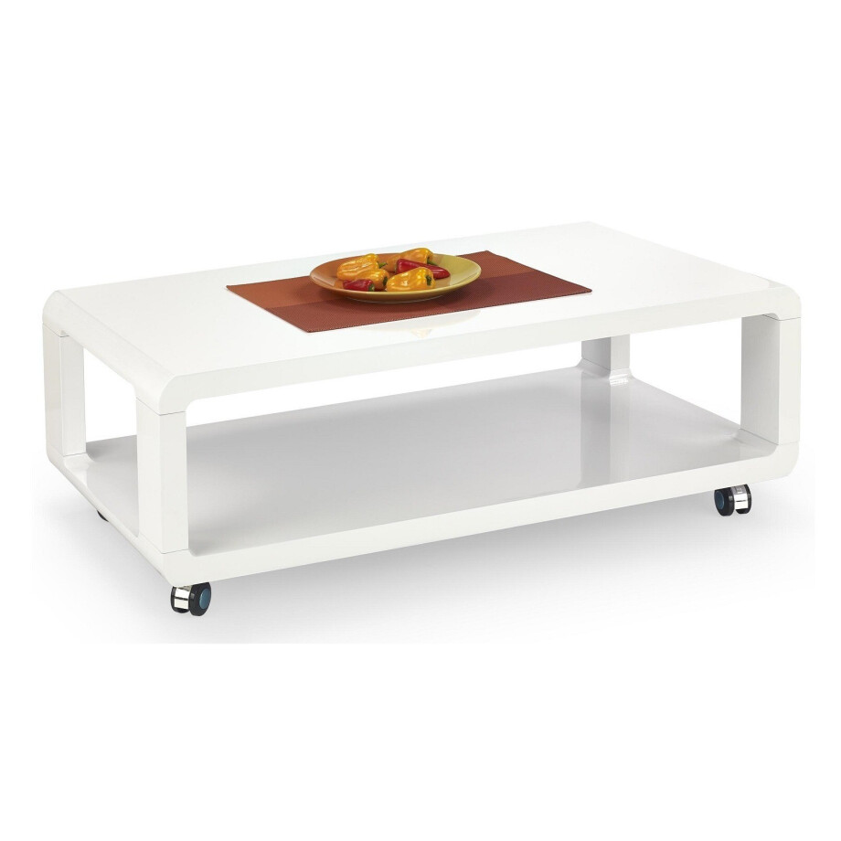 Salontafel Futura 105 cm breed wit met wielen afbeelding 1
