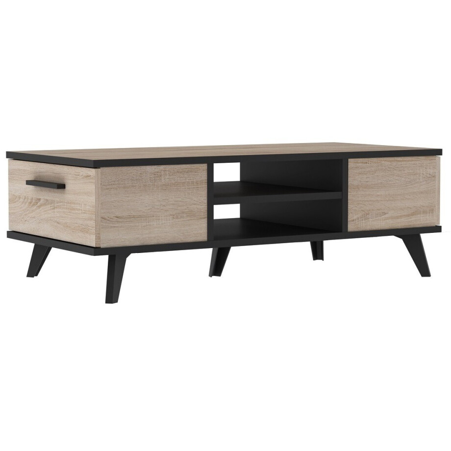 Salontafel Piano 106 cm breed - eiken met zwart Salontafel Piano 106 cm breed - eiken met zwart afbeelding 1
