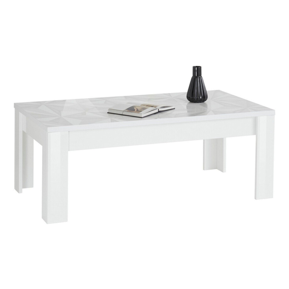 Salontafel Prisma 122 cm breed in hoogglans wit afbeelding 1