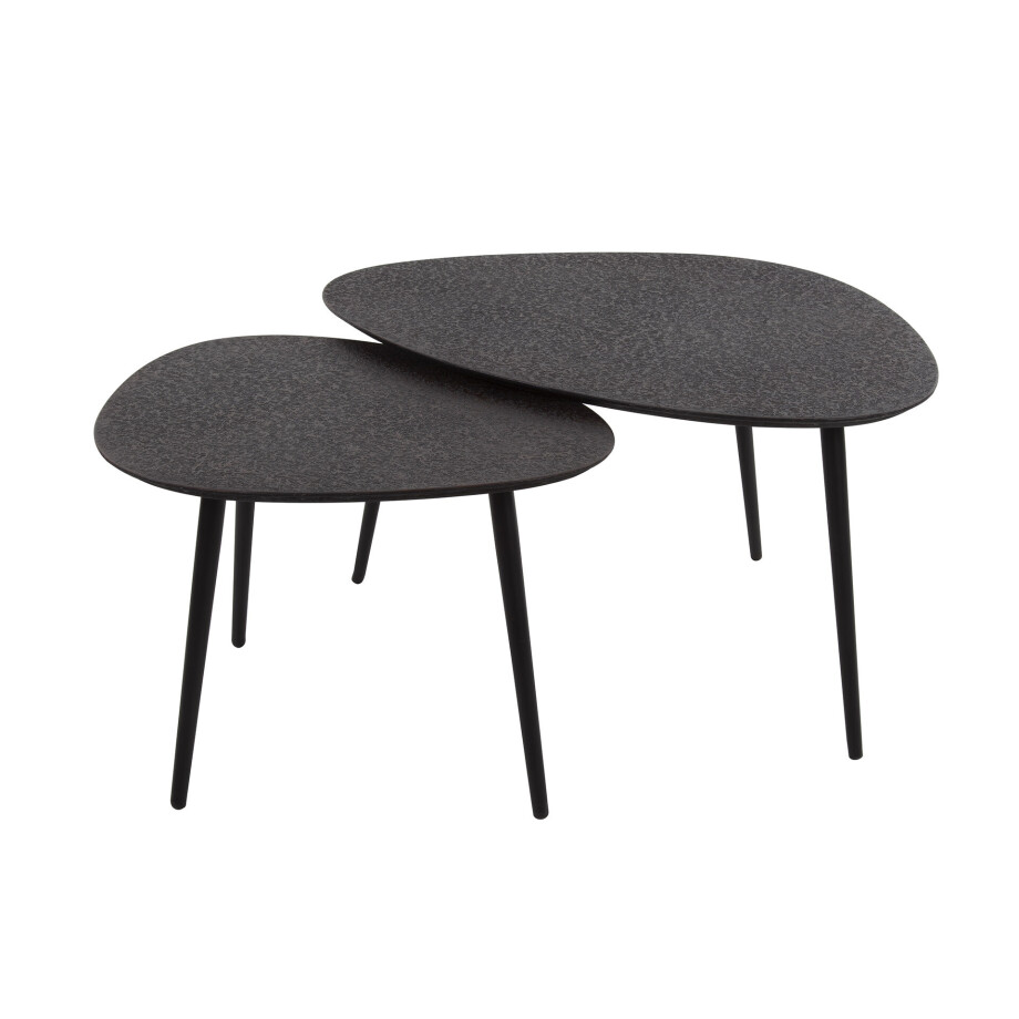 Salontafel set 2 driehoekig metallic zwart afbeelding 1
