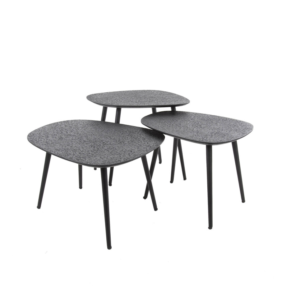 Salontafel set 3 vierhoek metallic zwart Salontafel set 3 vierhoek metallic zwart afbeelding 1