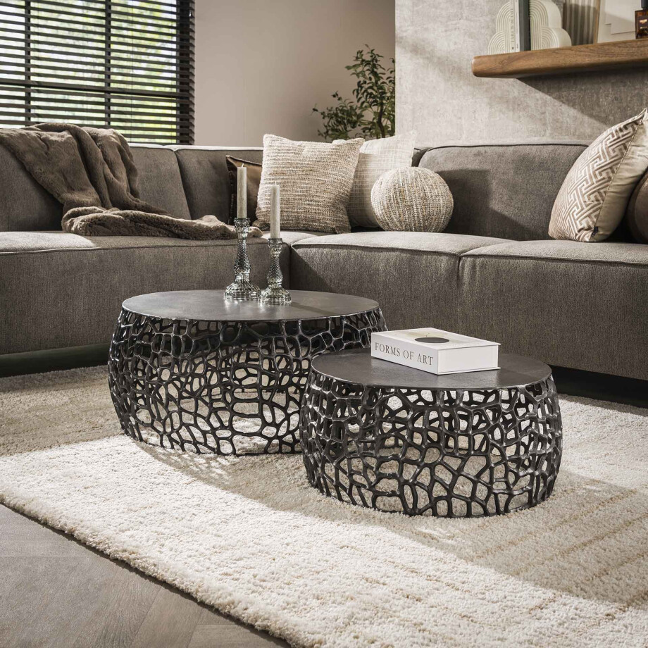 Salontafel set cello zwart grijs afbeelding 1