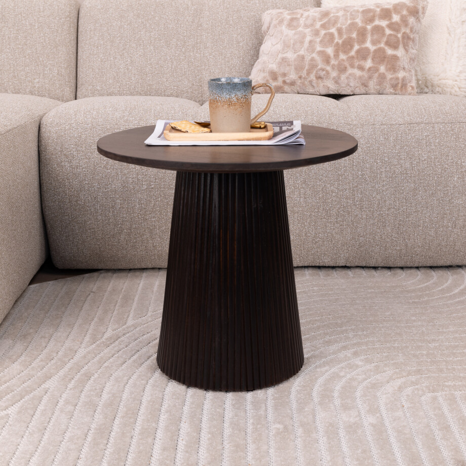 Sohome Ronde Salontafel 'Olav' Mangohout, 50cm, kleur Walnoot afbeelding 1