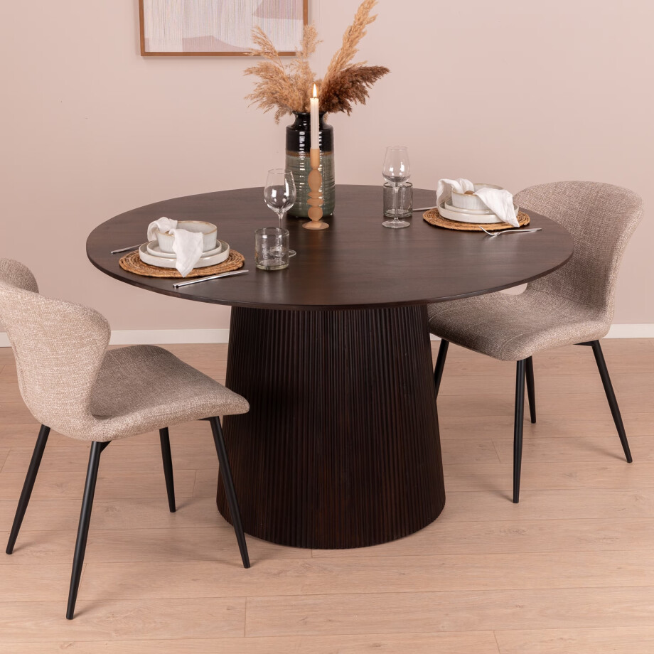 Sohome Ronde Eettafel 'Olav' Mangohout, 130cm, kleur Walnoot Sohome Ronde Eettafel 'Olav' Mangohout, 130cm, kleur Walnoot afbeelding 1