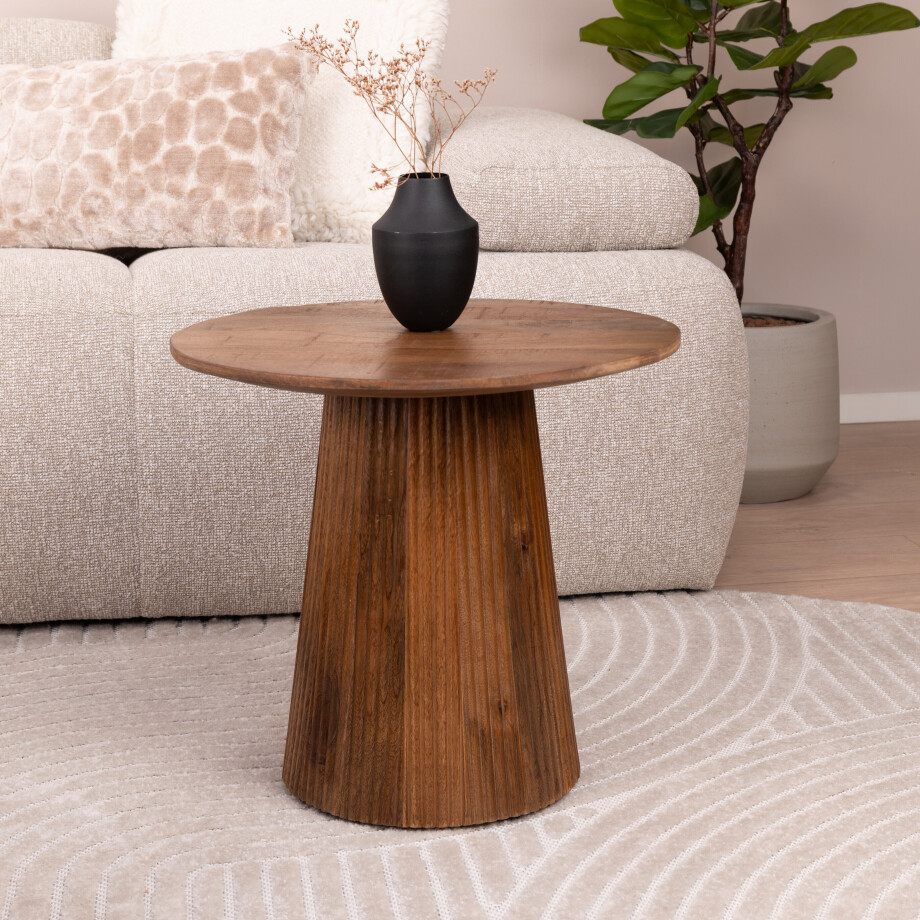 Sohome Ronde Salontafel 'Olav' Mangohout, 50cm, kleur Bruin afbeelding 1