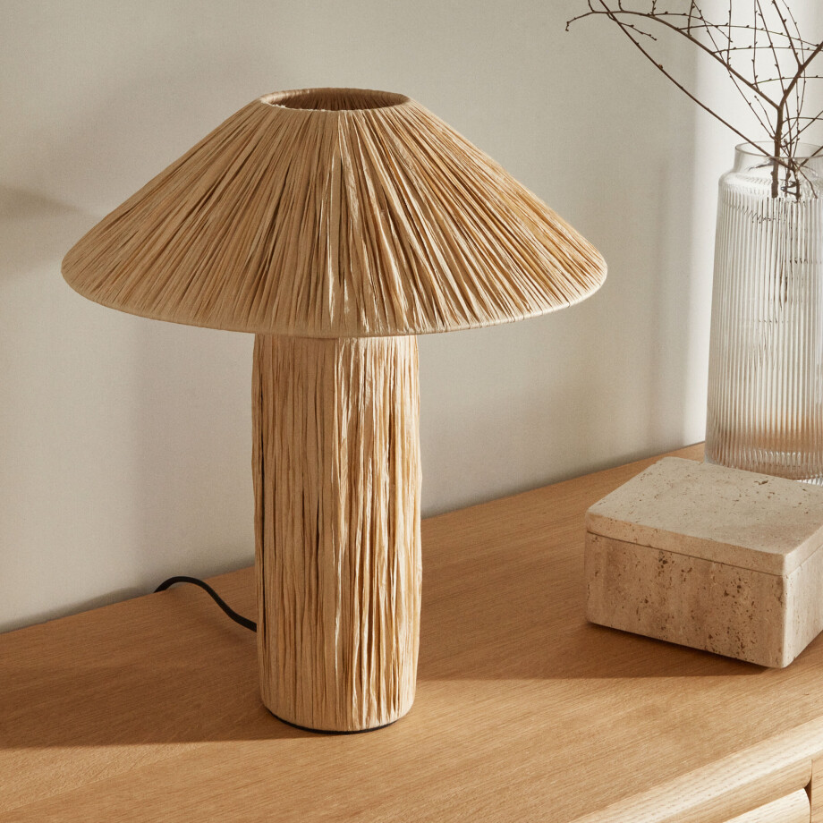 Kave Home Tafellamp 'Samse' Raffia, kleur Naturel Kave Home Tafellamp 'Samse' Raffia, kleur Naturel afbeelding 1